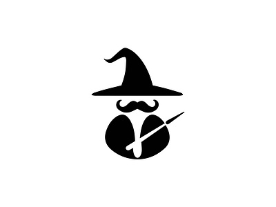 Wizard app logo beard branding clean logo flat design logo logo design mascot logo minimal minimalist mustaches mystic negative space wizard wizard logo design