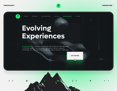 PRINCIPLESOFT | Landing Page black clean dark design green grid landing landing page landingpage software ui ux web web design