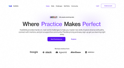 HubSkills – Skill-Practice Platform Hero Section Concept design education hero section saas ui ui design uiux ux website