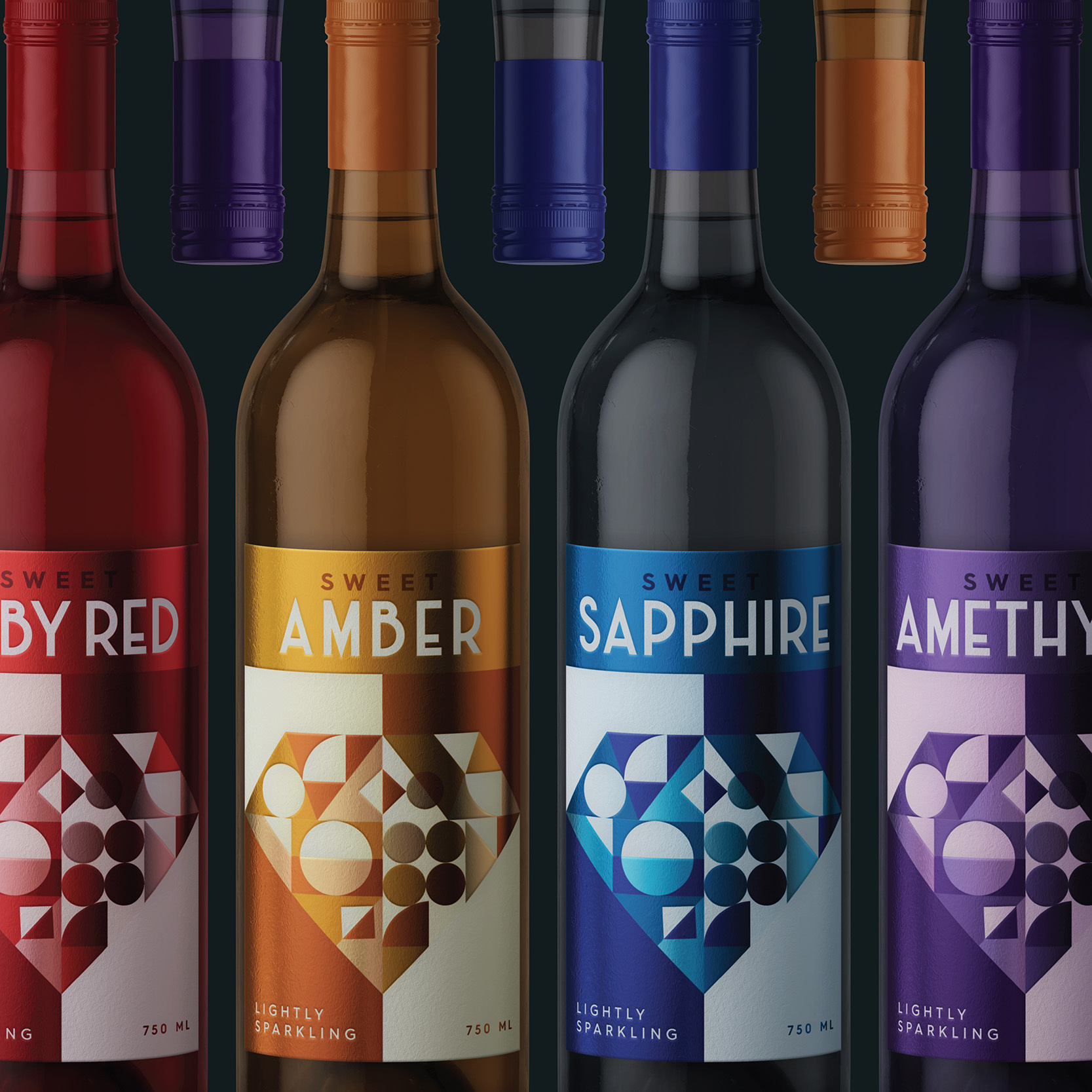 Gemstone Wine bottle branding diamond gem packaging stone wine