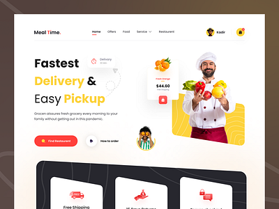 Food Delivery Landing page cooking courier delivery service fast delivery food food app food delivery food delivery app food delivery landing page food delivery website foodie homepage landing page landingpage mobile app design restaurant snacks ui design web design website design