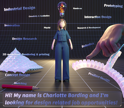 Job search post image. 3d 3d art 3d model avatar blender branding character design cycles design designer graphic design illustration industrial design innovation design interaction designer jobsearch linkedin product design render soft robotics