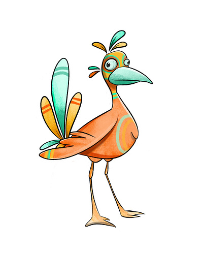 Orange bird illustration procreate