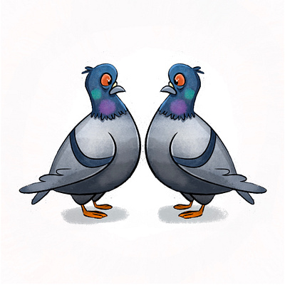 Pigeon mirror illustration procreate