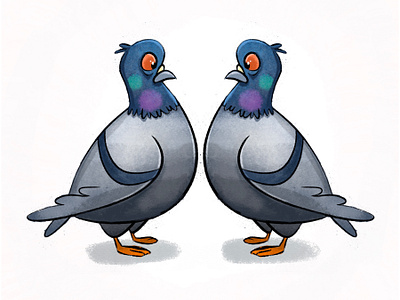 Pigeon mirror illustration procreate