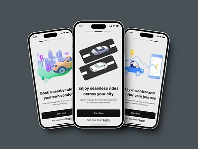 Car Ride Onboarding Screen app app design appdesign car ride onboarding ui uiux walk through