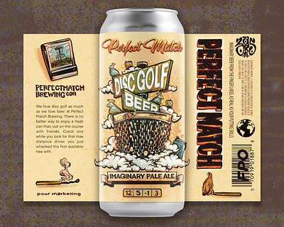 Perfect Match Disc Golf Beer branding design graphic design illustration logo print vector