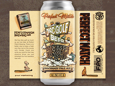 Perfect Match Disc Golf Beer branding design graphic design illustration logo print vector