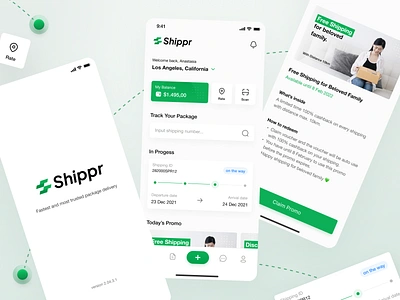 Shippr - Shipping App application branding courier delivery design flat graphic design illustration interface logo package shipment shipping track ui vector