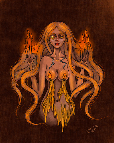 Humanized candle, coloured and graphic illustrations (Procreate) book illustration candle illustration character design dark art dark character dark fantasy digital art digital painting drawing fantasy drawing humanisation illustration phantasy illustration procreate witchy art woman illustration