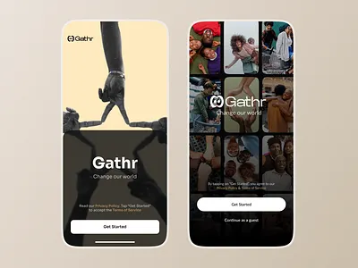 Get Started page iteration | Mobile App chat community ecommerce getstarted login mobile signup ui