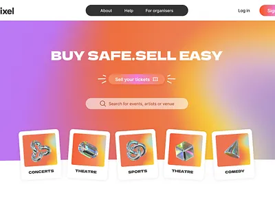 Ticket marketplace website hero section redesign gradient hero section noise ticket marketplace website redesign