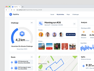 PathPro - Tracking Physical Exercise Dashboard (Analysis Page) activity analytics dashboard design exercise gps healthy minimalist running sport sport dashboard tracker tracking training ui ux walking website