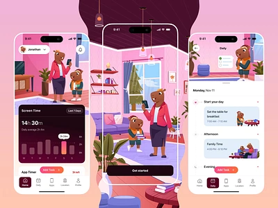 Cappy Watch - Parental Monitoring Mobile App Animation 👨‍👩‍👦 animation app block capybara children design illustration kids mobile monitoring motion graphics orely parental parents screentime task ui