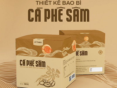 CÀ PHÊ SÂM KỲ THẢO | PACKAGING DESIGN beige branding brown cafe coffee coffee seed design ginseng ginseng coffee graphic design illustration packaging packaging design typography vector