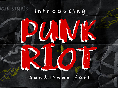 Punk Riot - Handdrawn Punk Font album cover font alternative font bold display bold typeface distressed font diy font edgy grunge font hand drawn font high impact font punk font raw typography rebel retro font rock rough typeface street style font textured urban style font vintage font