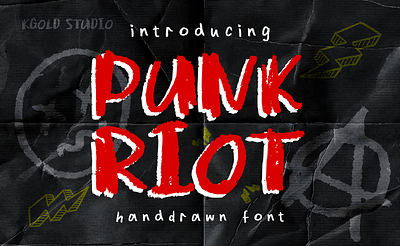 Punk Riot - Handdrawn Punk Font album cover font alternative font bold display bold typeface distressed font diy font edgy grunge font hand drawn font high impact font punk font raw typography rebel retro font rock rough typeface street style font textured urban style font vintage font