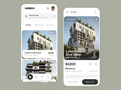 Homeco Real Estate App. app appinterface appui appux design minimal mobile orix property realestate sajon ui ux