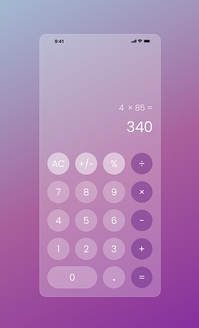 Glassmorphic calculator 2021 design glassmorphism interface