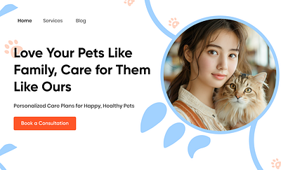 Pet care services landing page design figma landing page ui ux website design