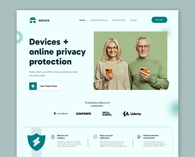 Online Privacy Protection website branding header design homepage landing page online privacy privacy protection protection security ui ui design uiux ux ux design website