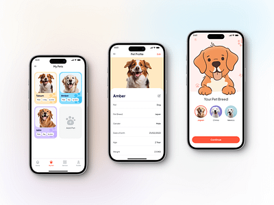 Pet Profile & Breed Selection App UI Design app design breed selection clean ui dog ios mobile app modern design pet pet app pet lovers pet management pet care ui design user interface