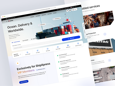 A Landing Page of ShipXpress Logistics branding clean futuristics landing page leads generation logistics shipping ui ux