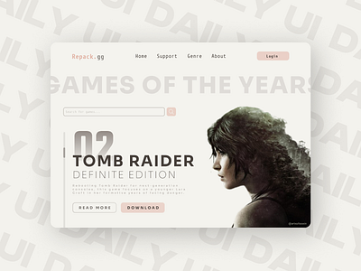 Daily UI 003 — Landing Page 003 beauitful branding challenge clean daily ui design figma game gaming homepage illustration landing page logo modern tomb raider ui ux