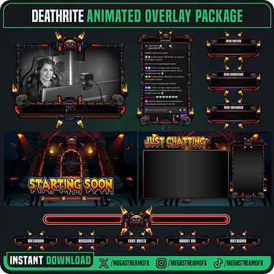 Volcano Stream Overlay Package | Overlay package for Twitch horror theme screen