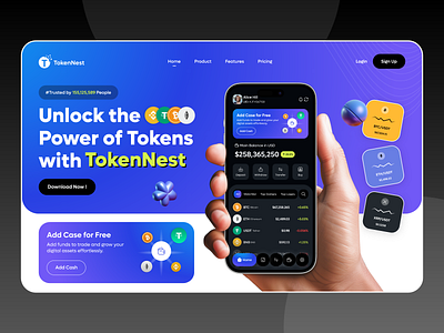 Crypto Trading Website Hero Section Design bitcoin blockchain crypto crypto currency crypto wallet cryptocurrency website ethereum finance fintech graphic design illustration nft saas token trading ui ux web design website