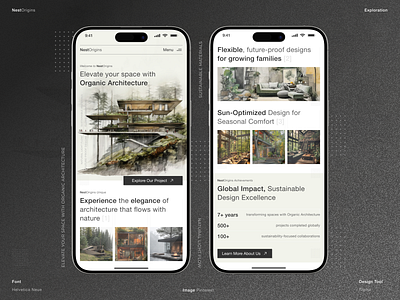 Real Estate Landing Page - Mobile Version (NestOrigins) architecture architecture design branding building exterior forest homepage house interactiondesign interior design landing page minimal mobile property real estate real estate agency ui ux uidesign userinterface web design