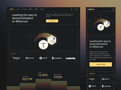 TAOFU Landing Page UI Design button crypto cta decentralize defi desktop finance interactive landing page landing page design mobile ui design uiux user interface web webdesign webflow website