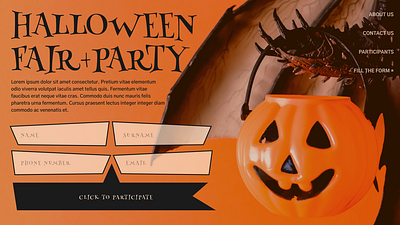 Halloween Party Invitation Website colors design figma form ui ux web