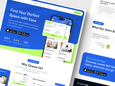 Rental Room Landing Page - Singgahsini airbnb booking app branding design landing page rent room rental room ui ui design ui ux uiux ux ux design web design