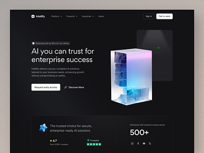 Intellify - Website Design ai ai enterprise customer ai landing page sales ai ui uidesign uiux ux website
