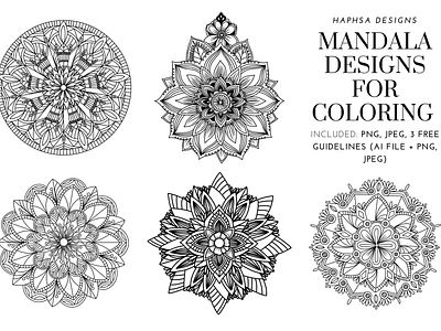 Mandala Designs for Coloring adobe adult coloring art coloring design graphic design hand drawn illustration mandala coloring mandala designs mandala illustration mandalas sketch