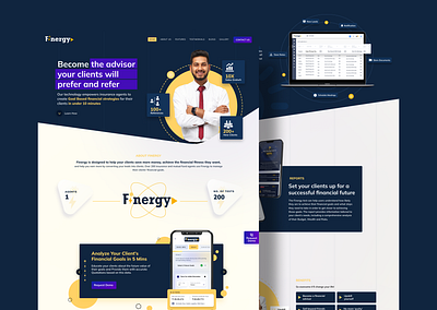 Finergy: The Ultimate Growth Platform for Financial Advisors advisors agents hero page insurance landing page mutual funds sales sales person sips stock ui ui design uiux