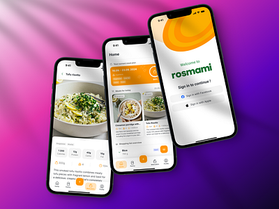 ROSMAMI Meal App ai app app design design food graphic design marketing meal ui userinterface ux webdesign