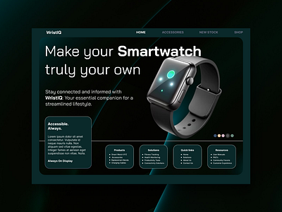 Smartwatch Landing Page UI Design accessories app dark theme design smartwatch ui ux
