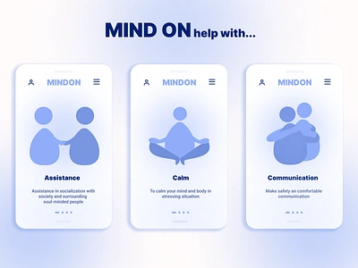 MIND ON mobile app app artist blue branding colors illustrations mobile mobile app psychologocal ui ux web