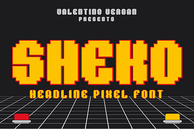 Sheko Headline Pixel Font bold font condensed font display font headline font heavy font pixel font pixelated font retro font sheko headline pixel font unique font vintage fonts