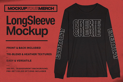 Long Sleeve Merch Mockup apparel back band band merch cotton fashion front heather long sleeve merch mockup longsleeve merch merchandise merchandise mockup mockup template tri blend