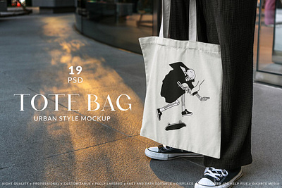 Tote Bag Urban MockUps bag band branding canvas city cotton fabric fashion logo print shopper shopping template textile texture tote bag urban mockups urban