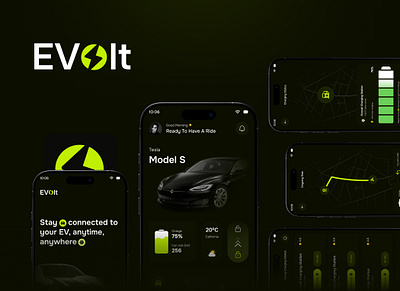 Electronic Car Tracking Mobile App app app design car car tracking car tracking app dark design electronic vehicles ev ios mobile mobile app mobile app design mobile application mobile design modern ui