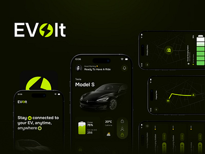 Electronic Car Tracking Mobile App app app design car car tracking car tracking app dark design electronic vehicles ev ios mobile mobile app mobile app design mobile application mobile design modern ui