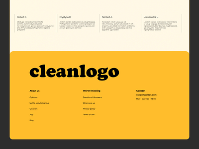 Clean Website Footer Design branding cleandesign cleaning cleaningservice cleanlogo footer footerdesign interface logo review rew typography ui uiux userinterface ux visual yellow