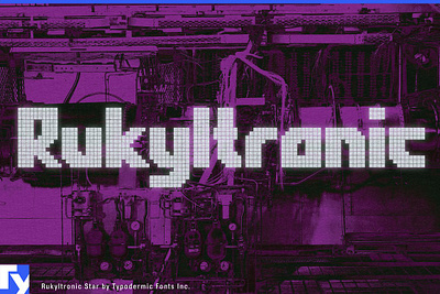 Rukyltronic arcade font bitmap font canadian font children font computer font contemporary font cool font creative font dot font electronic font game font headline font led font marquee font pixel font retro font star font video font videogame font