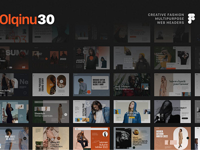 Olqinu 30 Fashion Figma Headers agency web clothing fashion web fashion website figma header figma ui kit figma web hero banners hero header hero image landing page template olqinu 30 fashion figma headers ui figma ui kit web header