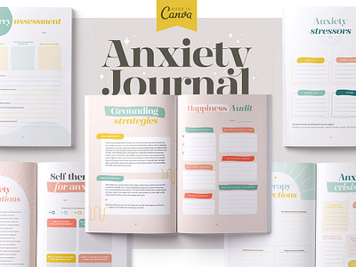 Anxiety Journal Canva & Printable affirmation anxiety anxiety journal anxiety printable anxiety tracker anxiety workbook anxiety worksheets cognitive journaling journal prompts mental health journal mental health workbook mental health worksheet mood chart tracker panic attack panic attack log prompts therapy worksheet wellness journal wellness journal canva