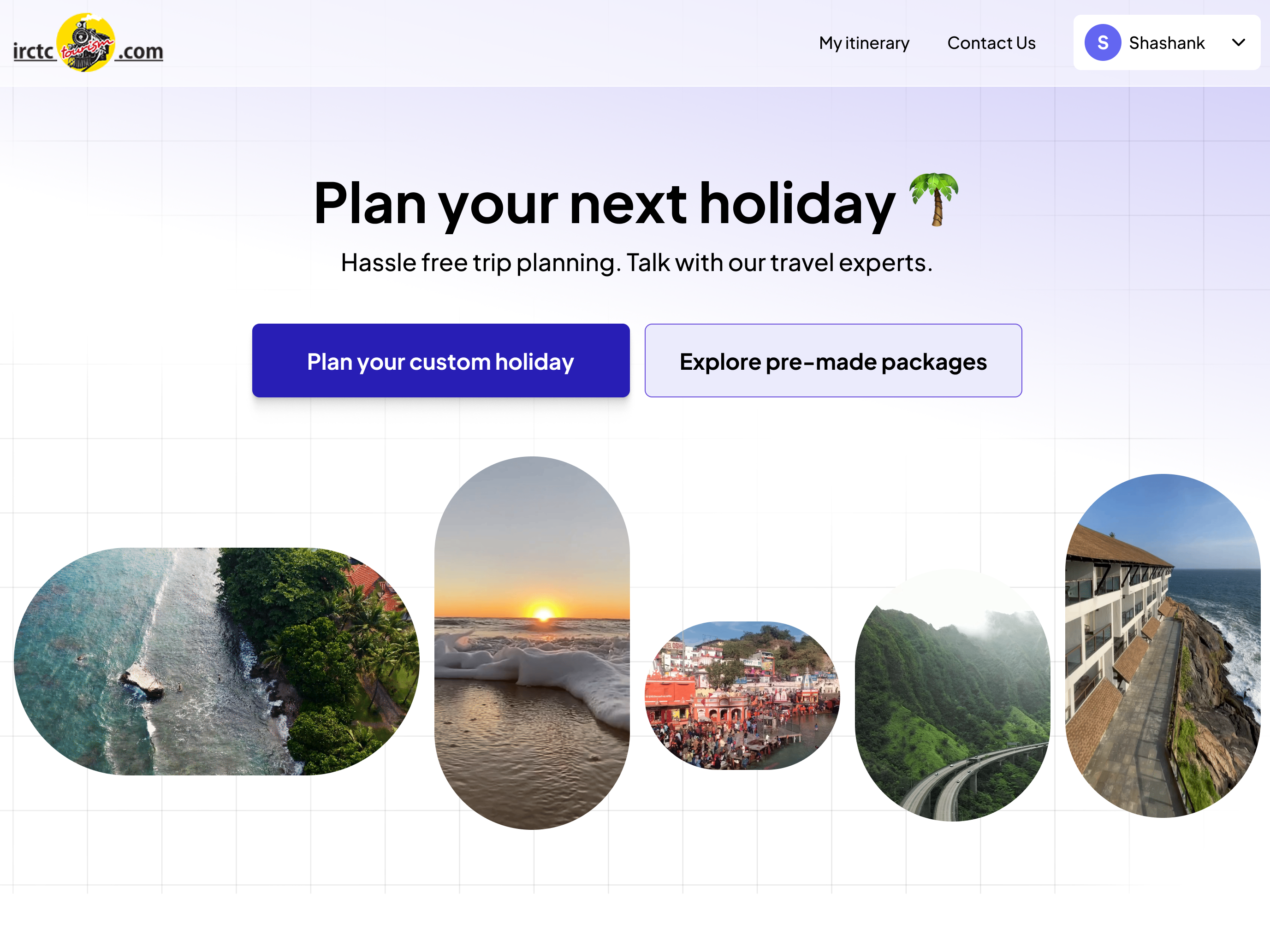 IRCTC Tourism Landing Page Redesign